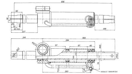 HYDRAULINEN OHJAUSSYLINTERI MASSEY FERGUSON OEM-6202491M91