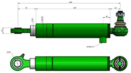 HYDRAULICZNY CYLINDER KIEROWNICZY JOHN DEERE