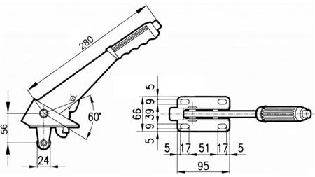 UCHWYT PULL L280 Z PULI FI24mm