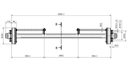AKSEL TIL TRAILER 7200 kg MED BREMSER (2000 mm)