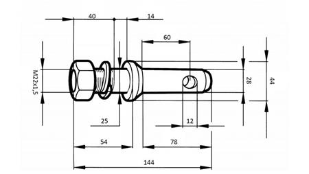 MONTERINGSKEGLE fi28mm MED GEWINDE M 22x1.5