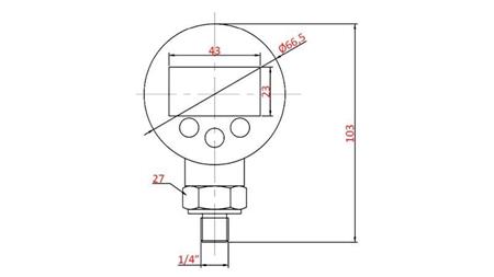 CYFROWY MANOMETR DN63 WERTYKALNY 0 - 600 BAR - 1/4