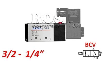 ELEKTRYCZNY ZAWÓR PNEUMATYCZNY 3/2 MONOSTABILNY 1/4 PRT-0832-BCV