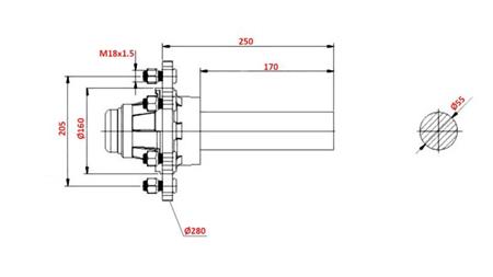PUOLI-AKSELI 3000 kg l.300 mm