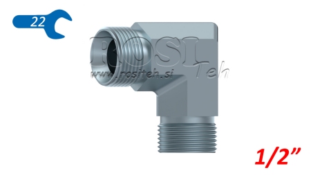 HYDRAULIC ŁUK 90° BSP KRÓTKI MĘSKI-MĘSKI 1/2