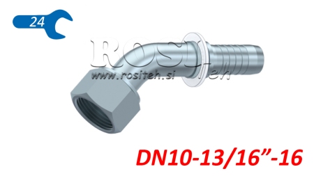 POŁĄCZENIE HYDRAULICZNE DKORFS ŻEŃSKI ŁUK 45° DN10-13/16-16