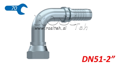 POŁĄCZENIE HYDRAULICZNE BSP ŻEŃSKIE KĄTOWE 90° DN51-2
