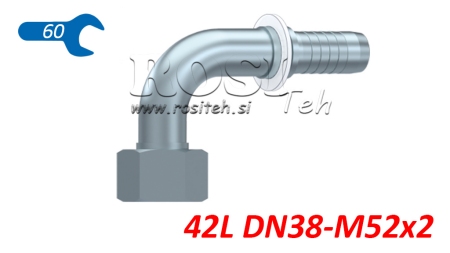 POŁĄCZENIE HYDRAULICZNE DKOL 42 L ŻEŃSKI ŁUK 90 DN38-M52X2