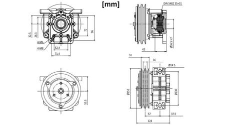 ELEKTRYCZNE SPRZĘGŁO MAGNETYCZNE 12V DO POMPY GR.2 wymiary