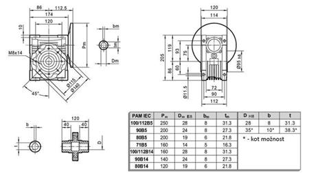 PMRV-75 REDUKTOR DLA SILNIKA ELEKTRYCZNEGO MS100 (2.2-3-4kW) PRZEWÓD 7.5:1