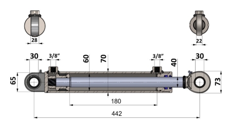 SIŁOWNIK HYDRAULICZNY 60/40-180 Z ZAWOREM PRZEŁĄCZAJĄCYM – PŁUG DO UPRAWY GLEBY