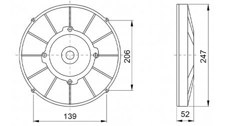 AXIAL VIFTE 225MM TREKKER 12V