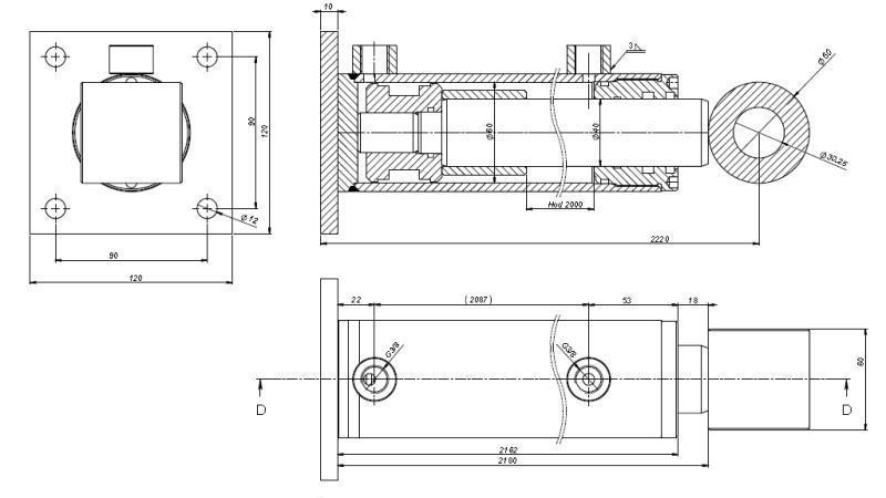 CILINDRO HIDRÁULICO PARA HLEVSKEGA KRTA 60/40-2000-dimensiones