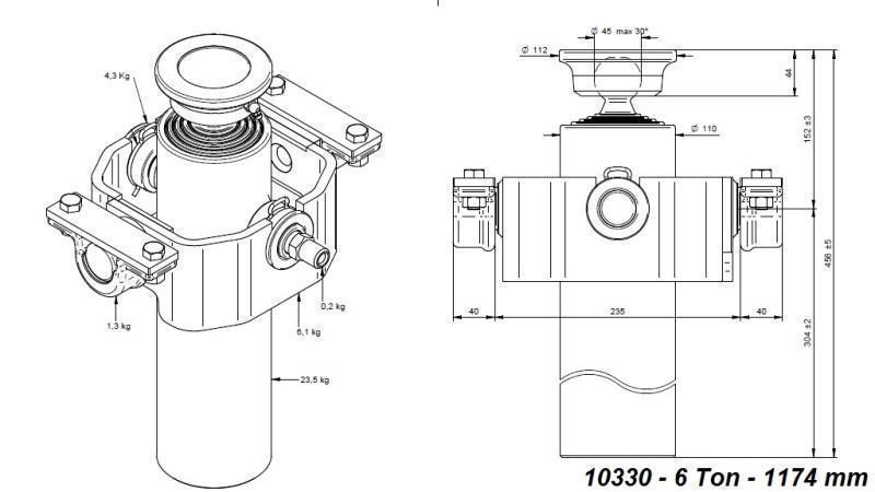 TELESCOPINEN SYLINTERI KOMPAKTI 4 ASTETTA 1174mm x110 -PALLON