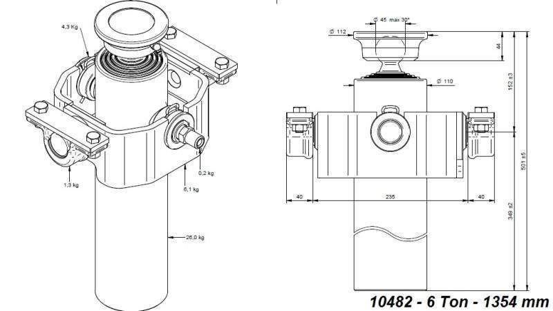 TELESCOPINEN SYLINTERI KOMPAKTI 4 ASTETTA 1354mm x110 -PALLON
