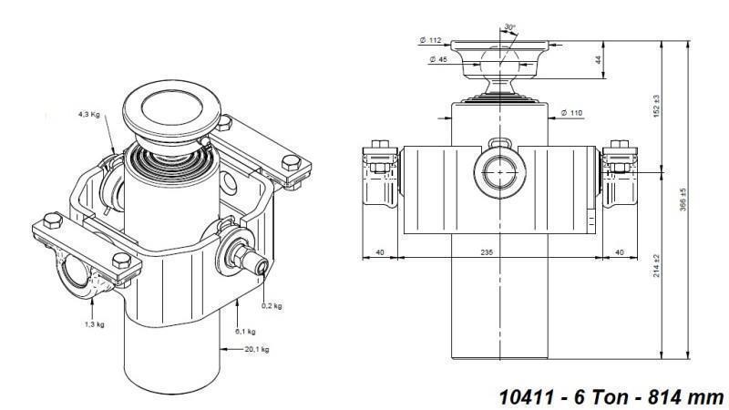 TELESCOPINEN SYLINTERI KOMPAKTI 4 ASTETTA 814mm x110 -PALLON