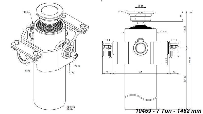 CYLINDER TELESKOPOWY KOMPAKTOWY 5 ETAPÓW 1462mm x125 -KULKA
